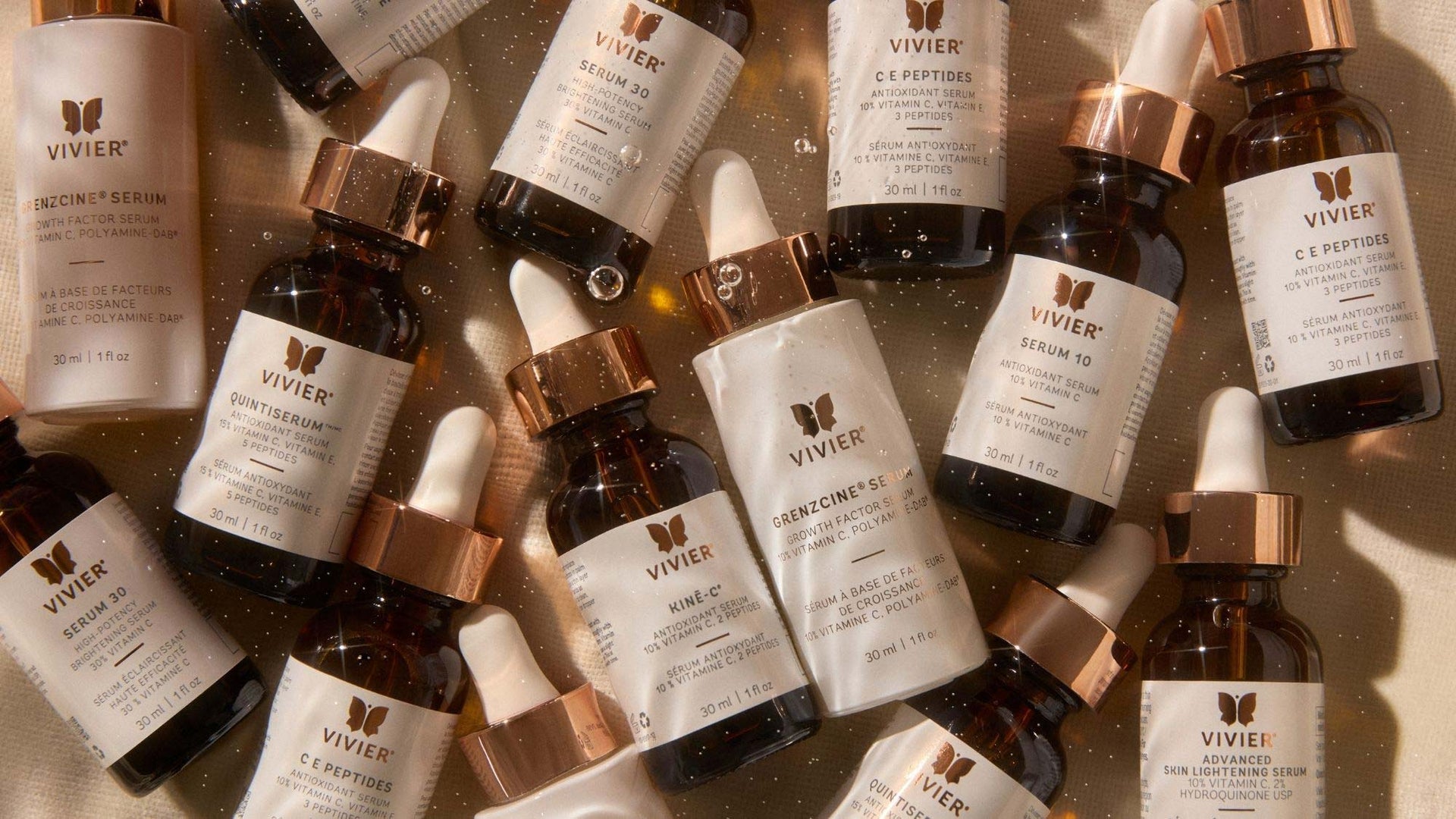 Pharmaceutical grade skincare Vivier bottles.